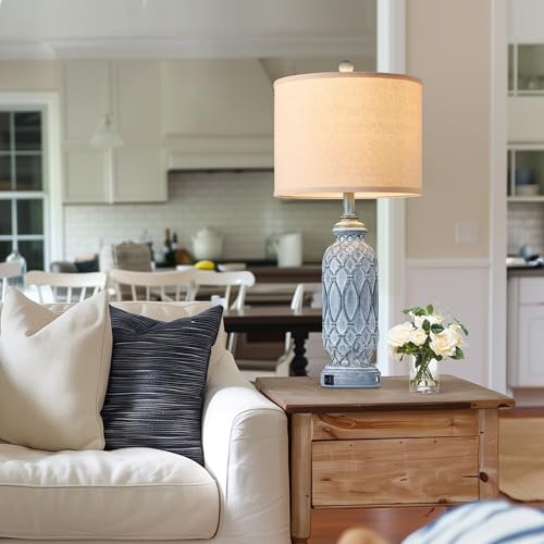 Farmhouse Lamps for Bedroom Set of 2 (2 Count)