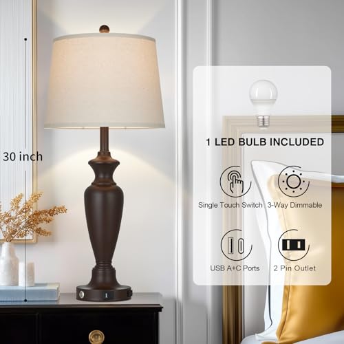 30" Tall Brown Table Lamp for Living Room