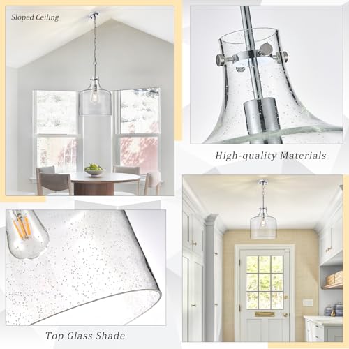 12" Farmhouse Seeded Glass Pendant Light