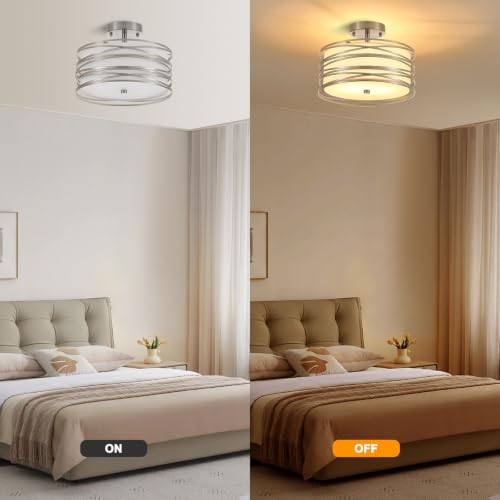 12.2" Chrome Semi Flush Mount Ceiling Light