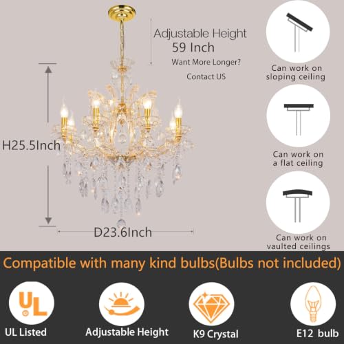 Maria Theresa Chandelier Light Fixture Modern Gold 8