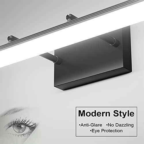 24 inch Black LED Vanity Light Adjustable Modern Bathroom Vanity Light Fixtures Over Mirror 5500K