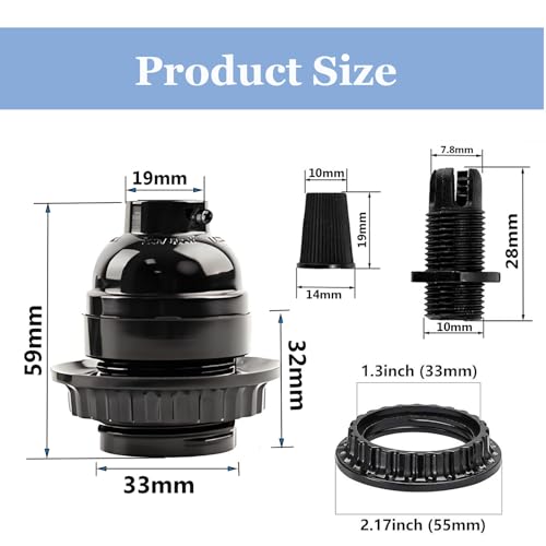 Keyless Medium Base Vintage Socket (3 Count)