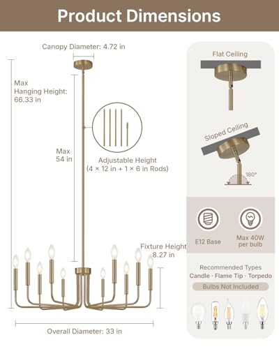 10 Light Champagne Bronze Chandelier