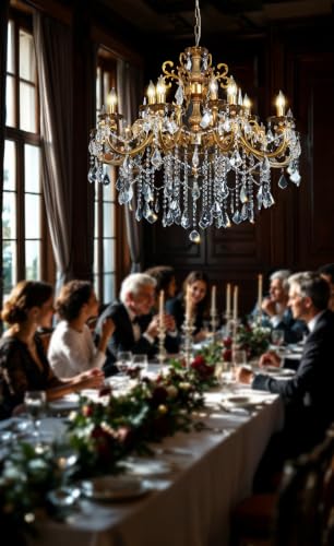 Modern Crystal Chandelier Antique Gold Chandelier Luxury 36.4"
