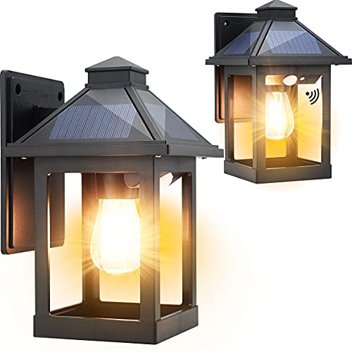 2 Pack Solar Wall Lanterns Outdoor with 3 Modes (2 Count)