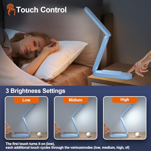 LED Desk Lamp for Office Home & Battery Operated Lamp Rechargeable Lamp Foldable & Portable Light