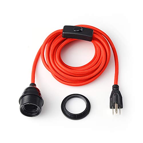 Red Plug in Swag Pendant Light Fixture