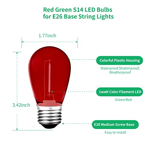 S14 Colored LED String Light Bulbs (24 Count)