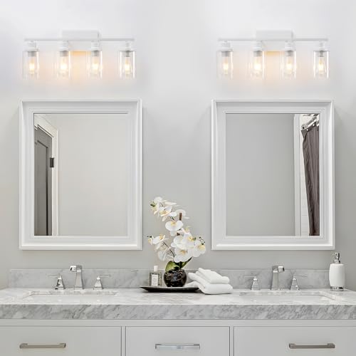 4 Light White Bathroom Light Fixtures Vanity Light Over Mirror Modern Wall Lighting Sconces Rustic Industrial Wall Lamp for Bathroom