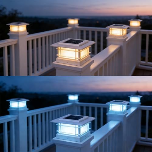 4x4 Solar Post Cap Lights Outdoor with 2 Color Mode (6 Count)