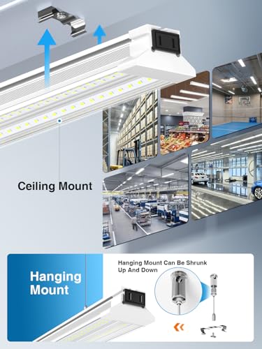 60W 4 Foot Led Shop Lights 2Pack Linkable Ceiling Or Hanging Mount for Shop