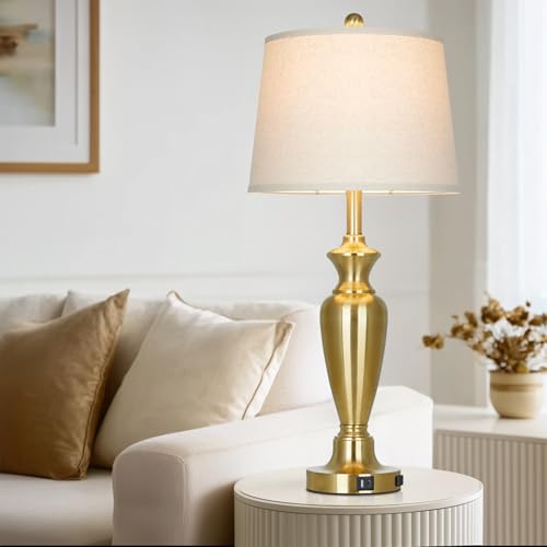 30" Tall Gold Table Lamps Set of 2 for Living Room (2 Count)