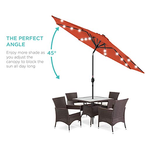 10ft Solar Polyester LED Lighted Patio Umbrella w (10 Feet)