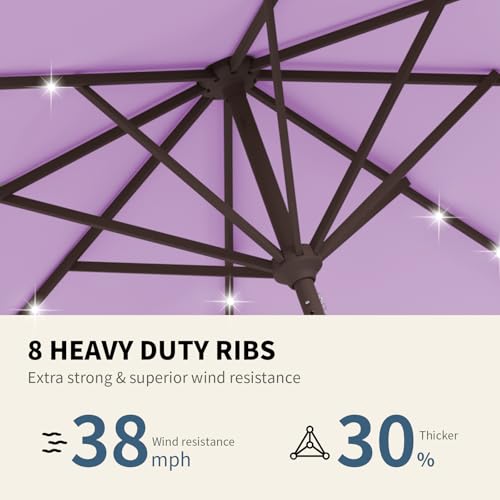 9FT Patio Umbrella with Solar Lights