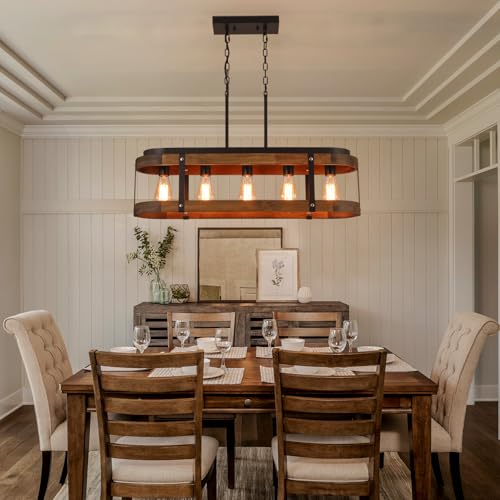 Rustic Farmhouse Wood Kitchen Island Lighting
