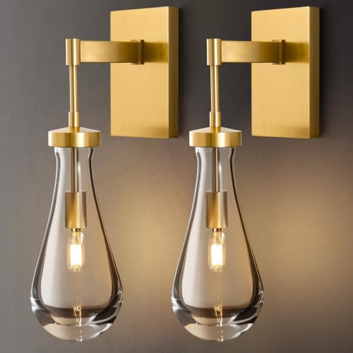 Raindrop Brass Crystal Wall Sconce (2 Count)