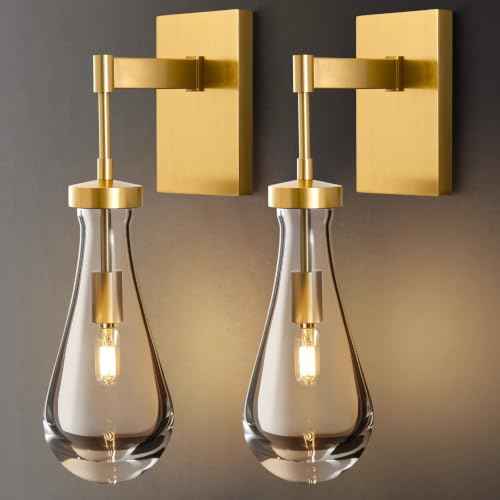 Raindrop Brass Crystal Wall Sconce (2 Count)