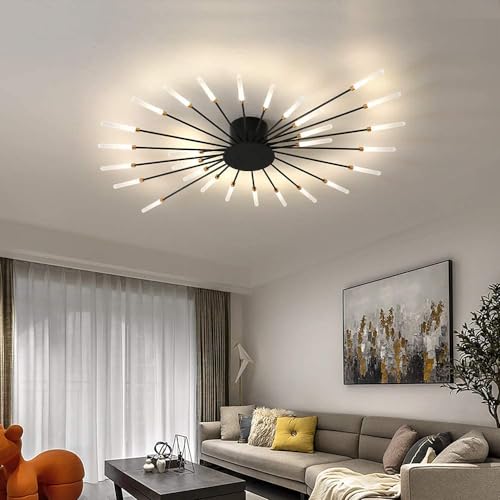 41.3" Ceiling Light Modern Flower Shape Ceiling Lamp for Dining Room Kitchen Hallway Semi Flush Mount Metal Acrylic Sputnik Firework Petal LED Lighting Fixture