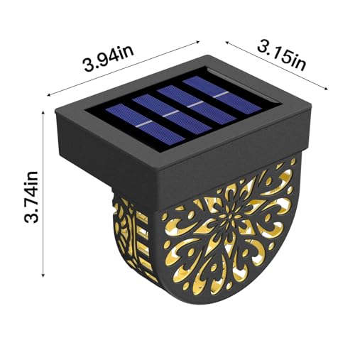 6 Pack Solar Fence Lights Wall lihgts Outdoor Decorations Solar Powered Step Deck Lights Warm Yellow Light Waterproof Decorative Lighting for Garden