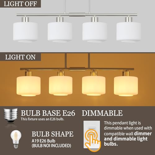 4 Light Brushed Nickel Kitchen Island Lighting