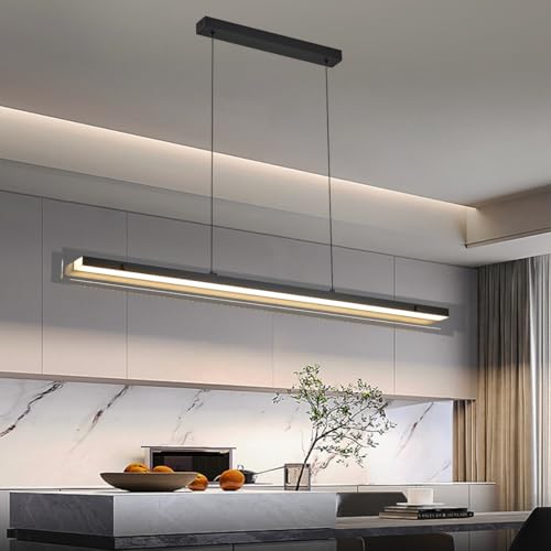 Glass Modern Black Linear Pendant Light