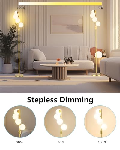 Mid Century Modern 4 Globe Gold Floor Lamp (4 Count)