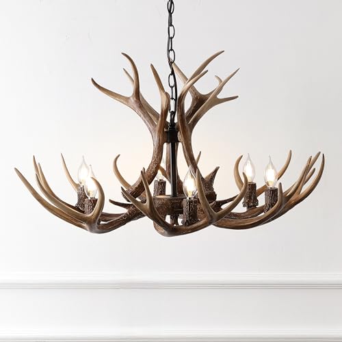 Eldora 6 Light Resin Antler Chandelier 33"