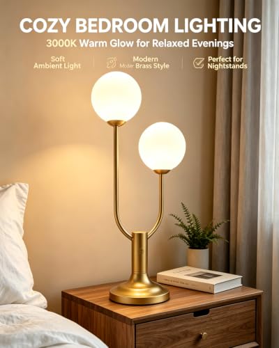 Globe Table Lamp for Bedroom Dimmable Modern Round Ball Lamp