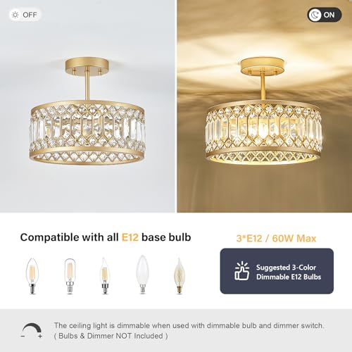 Crystal Gold Ceiling Light
