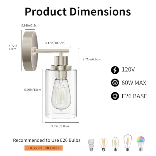 Bathroom Wall Sconces Set of 2 (2 Count)
