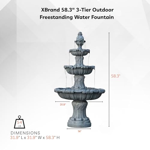 58.3" 3 Tier Outdoor Freestanding Water Fountain