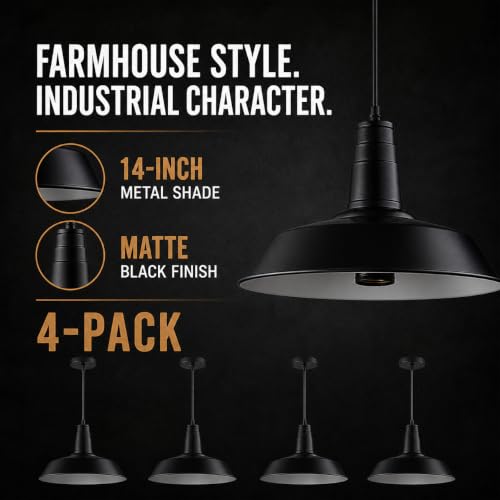 4 Pack Farmhouse Pendant Lights (4 Count)
