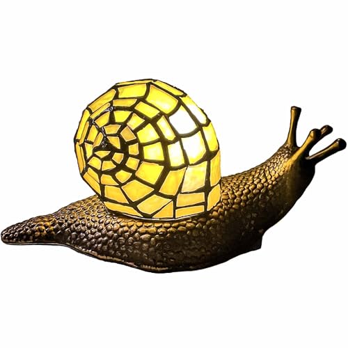 L10943 Yellow Land Snail Tiffany Style Stained Glass Accent Lamp