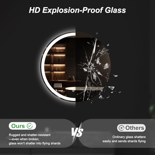 24 Inch Round LED Bathroom Mirror with Lights