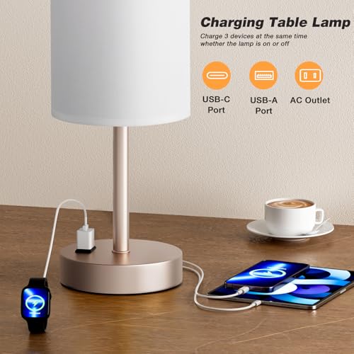 17.4" Antique White Lamp for Bedroom