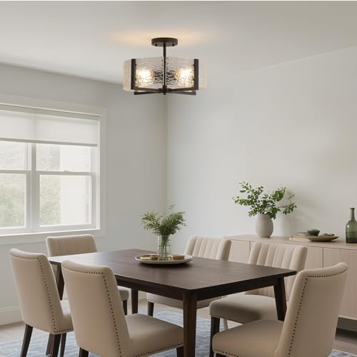 18" Black Large Semi Flush Mount Ceiling Light