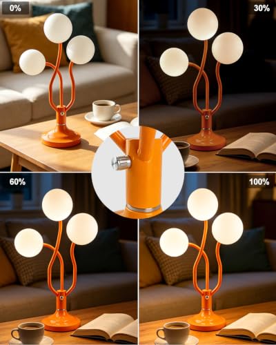 Globe Modern Table Lamp for Bedroom Dimmable Round Ball Lamp
