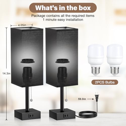 Bedside Lamp for Bedroom Set of 2 (2 Count)