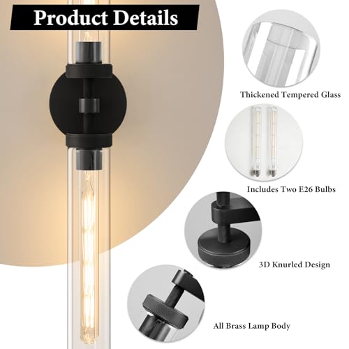 Knurled Brass Tube Wall Sconce