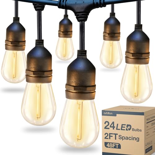 LED Outdoor String Lights 48FT with 25 Edison Vintage Bulbs ETL (48 Foot)