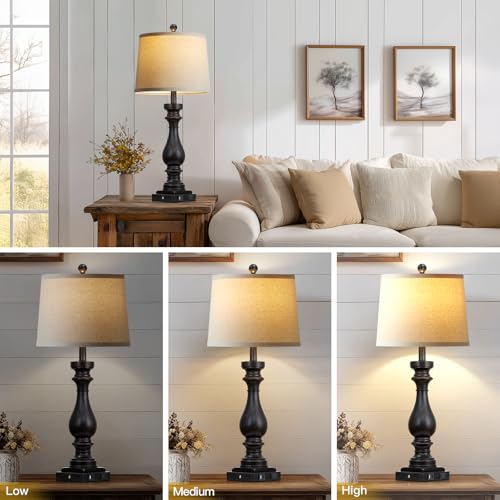 29" Tall Vintage Table Lamps Set of 2 (Black)