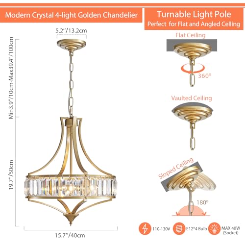 Modern Gold Crystal Chandeliers for Dining Room Pendant 4