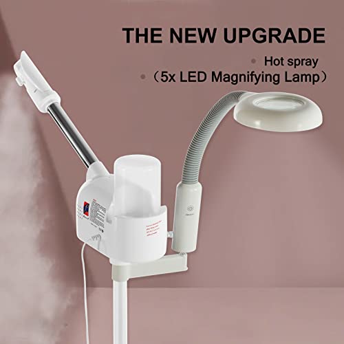 Professional Facial Steamer with 5X LED Magnifying Lamp 2 in 1