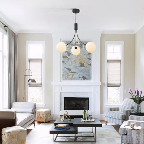 3 Light Modern Farmhouse Black Chandeliers for Entryway