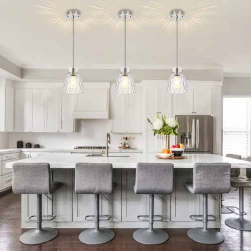 Modern Brushed Nickel Pendant Lights Kitchen Island 2 Pack Hanging Light