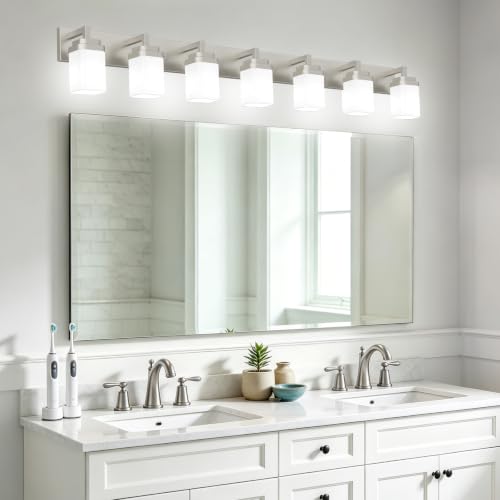 Brushed Nickel Bathroom Light Fixtures (Nickel / 7-Light)