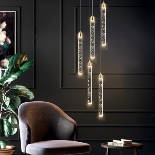 Mini Chandelier Modern Pendant Lights LED Bubble Crystal Kitchen Island Light Fixtures Gold Mini Pendant Lighting for Kitchen Island Dining Room Bedroom Bar Dimmable Ceiling Hanging Lights 2700K 6000K