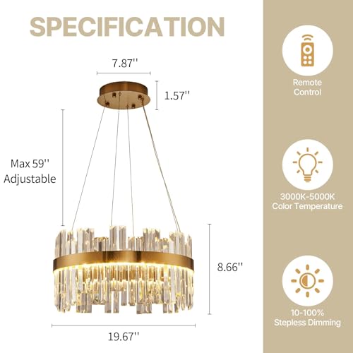 19.7" Modern LED Crystal Chandeliers
