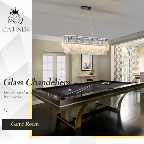 35.5" Rectangle Crystal Glass Chandelier 6
